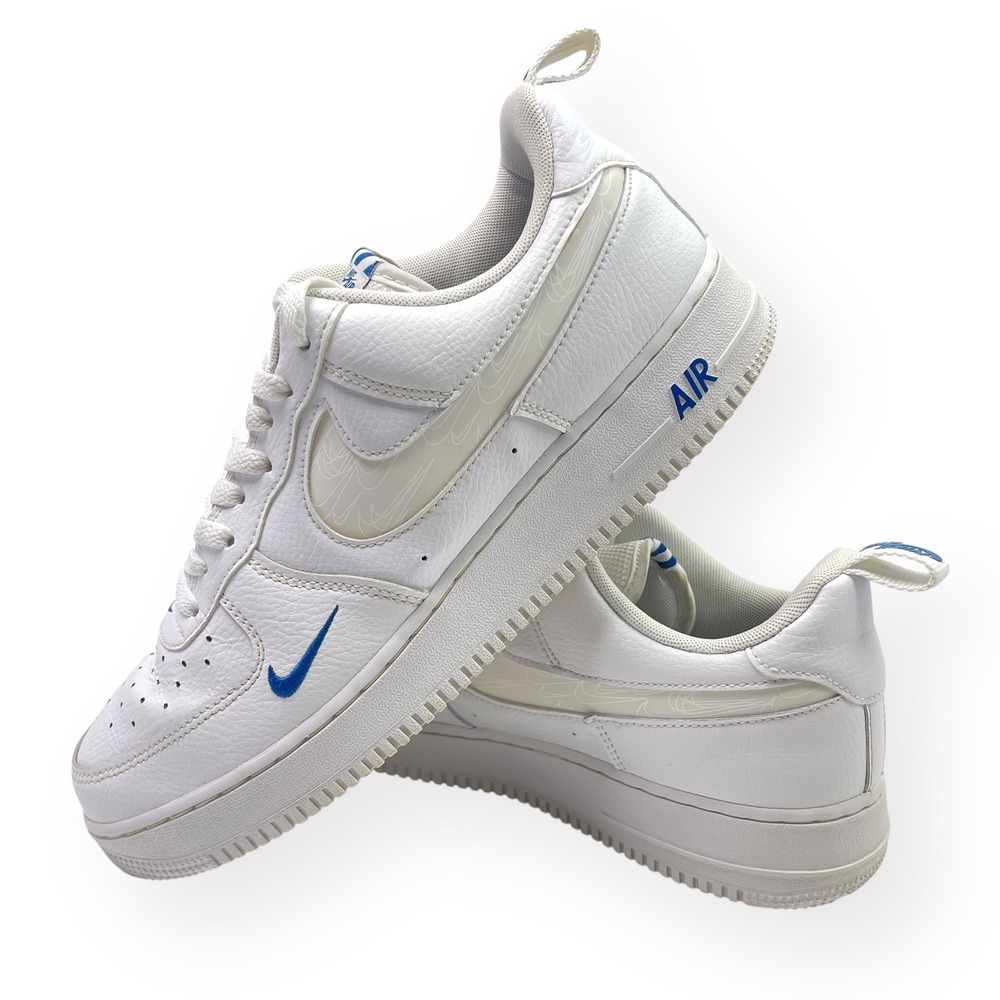 Nike Air Force 1 07‎ LV8 Reflective Swoosh M 11.5 2022 Low Top White Marina Blue